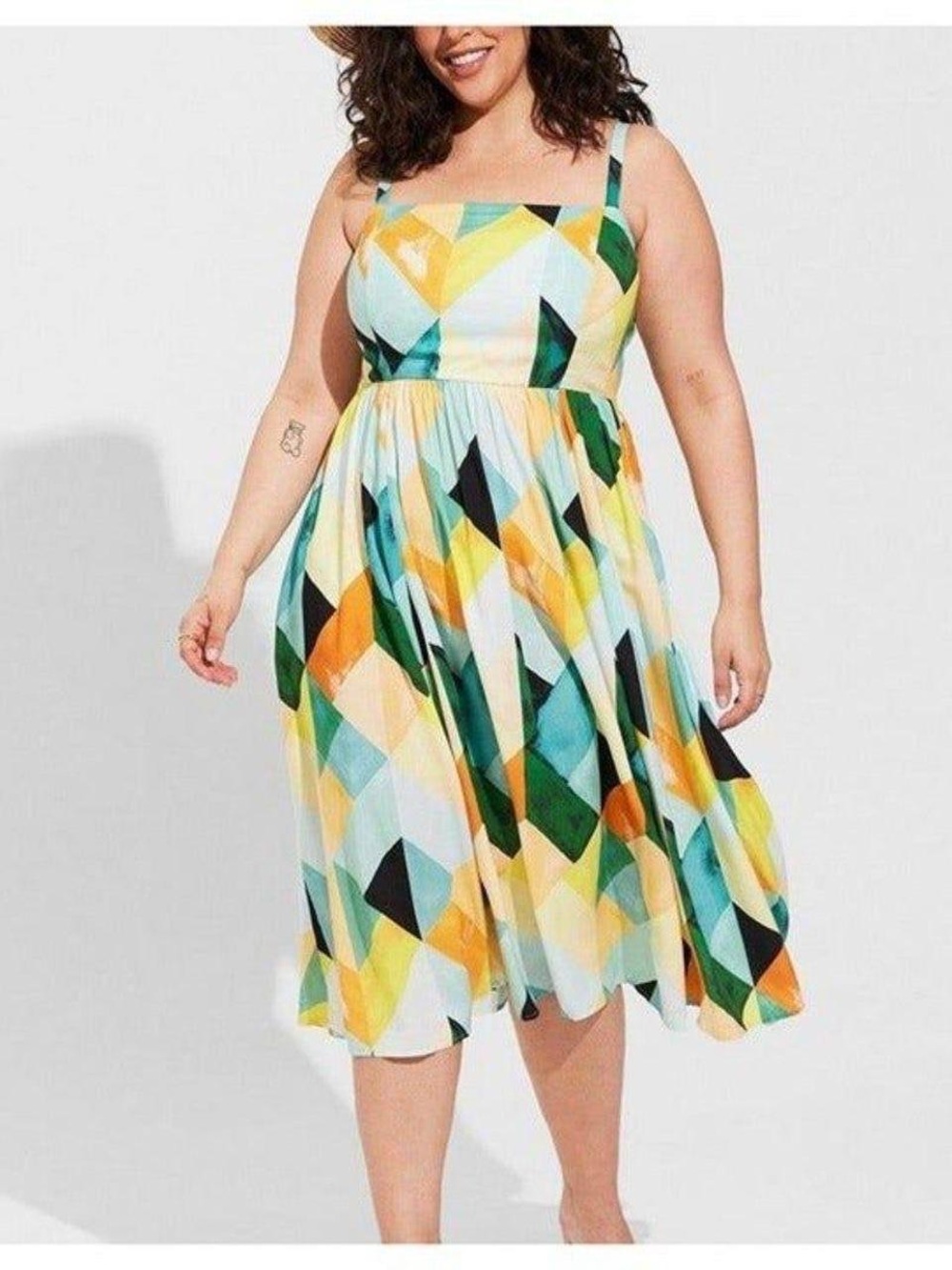 Torrid Geometric Print Sleeveless Dress with Pockets